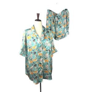 Karen Mabon Corgi Royalty‎ Short Sleeve Pajamas Satin Set XXL NWOT